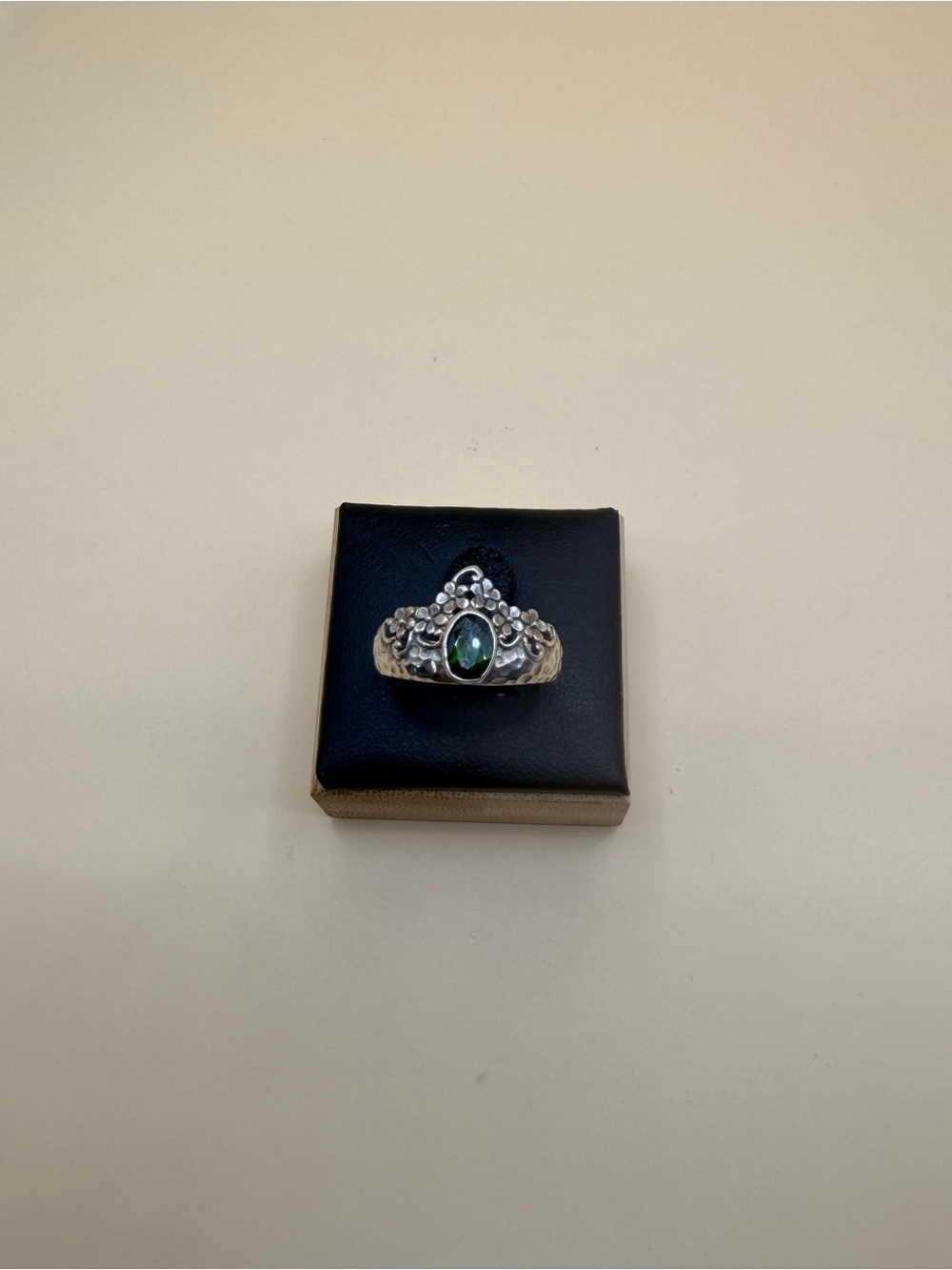 925 Sterling Silver Chrome Diopside Ring Size 8.